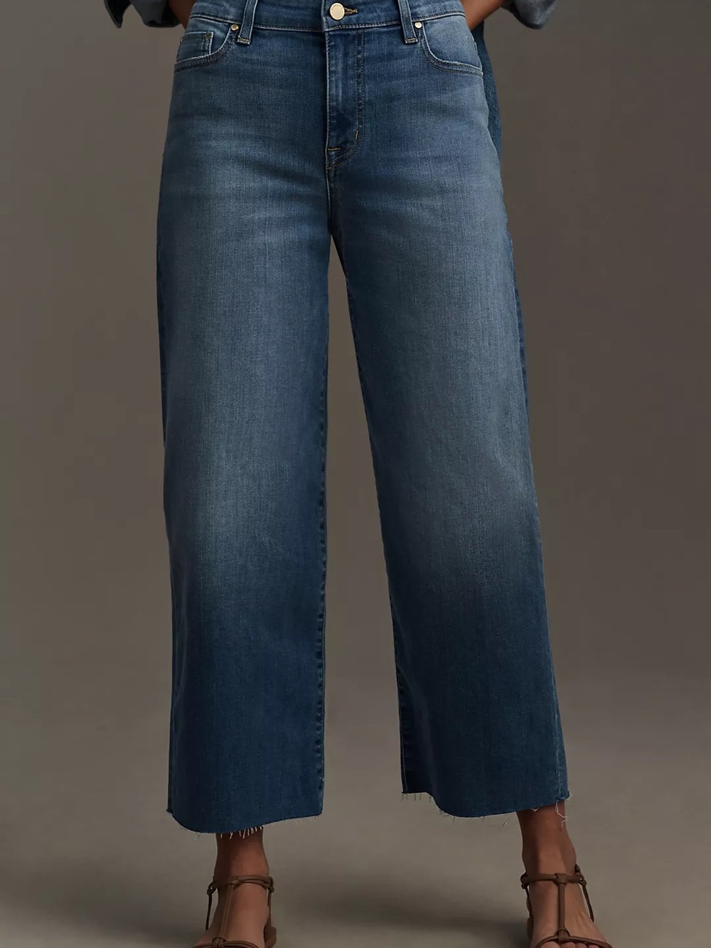 Fidelity Denim Mid-Blue Wide-Leg Cropped jeans. Size 31 - Picture 2 of 8